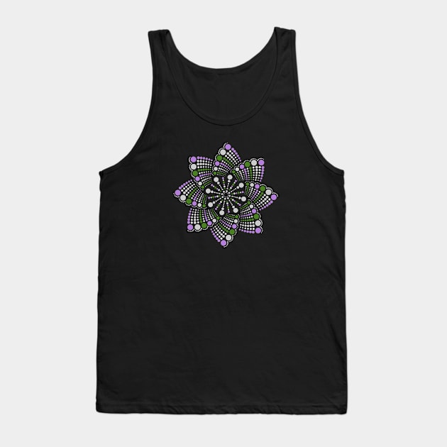 Seamless Repeating Geometric Mandala Dot Art Genderqueer Pride Pattern Tank Top by LiveLoudGraphics